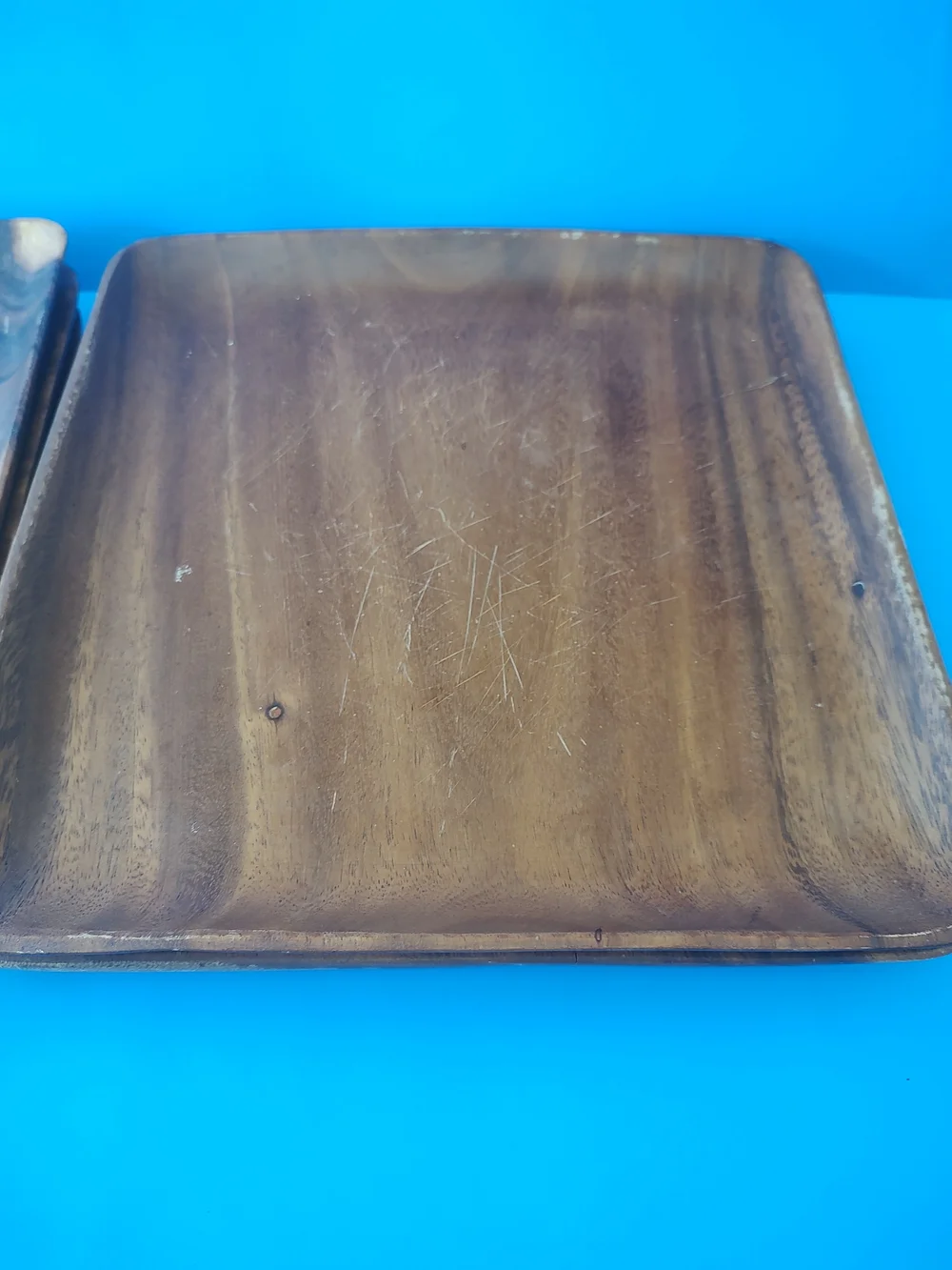 Stack of Wooden Square Serving Trays Vintage - Brown